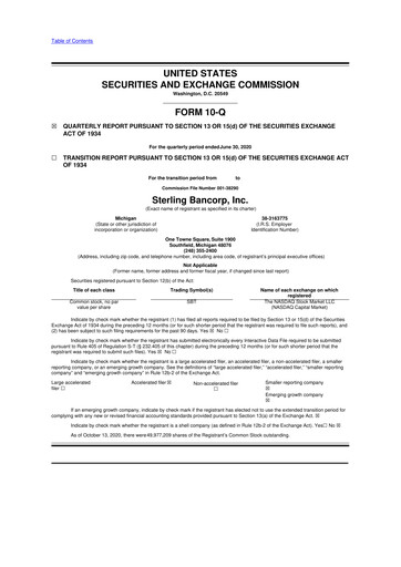 Thumbnail Sterling Bancorp 10-Q Quarterly Report FY2020 