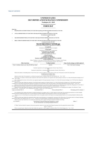 Thumbnail Manchester United
 20-F Annual Report 2020