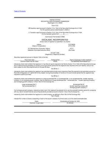 Thumbnail Escalade Sports 10-Q Quarterly Report FY2020 