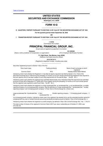 Thumbnail Principal Financial Group 10-Q Quarterly Report FY2020 