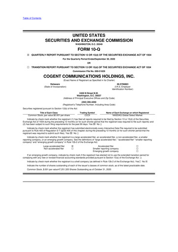 Thumbnail Cogent Communications
 10-Q Quarterly Report FY2020 