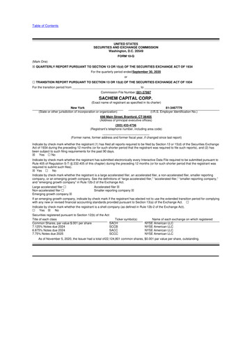 Thumbnail Sachem Capital
 10-Q Quarterly Report FY 