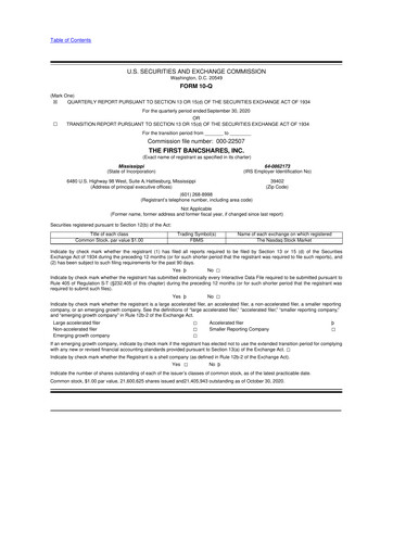 Thumbnail The First Bancshares 10-Q Quarterly Report FY2020 