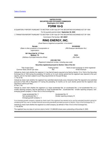 Vorschaubild Ring Energy
 10-Q Quartalsbericht 2020 