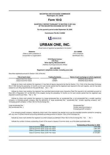 Thumbnail Urban One
 10-Q Quarterly Report FY2020 