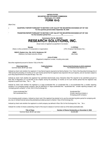 Miniature Research Solutions 10-Q Rapport trimestriel 2021 