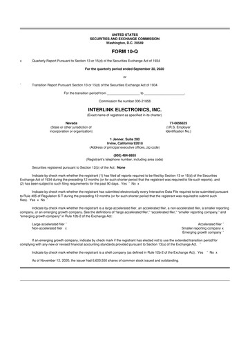Thumbnail Interlink Electronics 10-Q Quarterly Report FY2020 