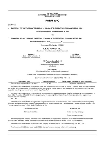 Thumbnail Ideal Power 10-Q Quarterly Report FY 