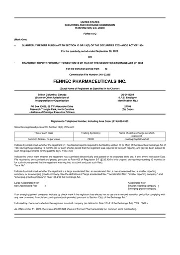 Miniature Fennec Pharmaceuticals 10-Q Rapport trimestriel 2020 