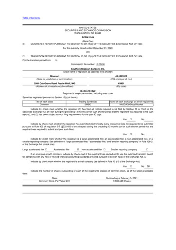 Thumbnail Southern Missouri Bancorp 10-Q Quarterly Report FY2021 