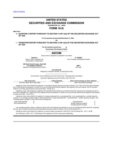 Thumbnail AECOM 10-Q Quarterly Report FY2021 