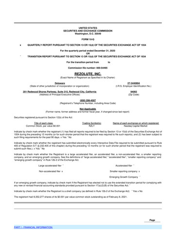 Thumbnail Rezolute 10-Q Quarterly Report FY2021 