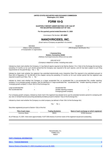 Thumbnail NanoViricides 10-Q Quarterly Report FY2021 