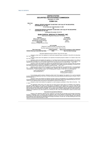Thumbnail Bain Capital Specialty Finance
 10-K Annual Report 