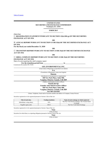 Thumbnail GFL Environmental
 20-F Annual Report 2020