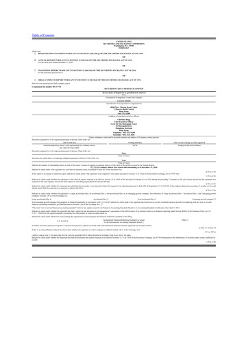 Miniature HUTCHMED 20-F Rapport annuel 2020