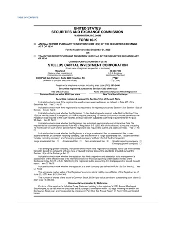 Thumbnail Stellus Capital Investment Corporation 10-K Annual Report 