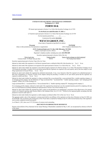 Thumbnail Weyco Group 10-K Annual Report 2020