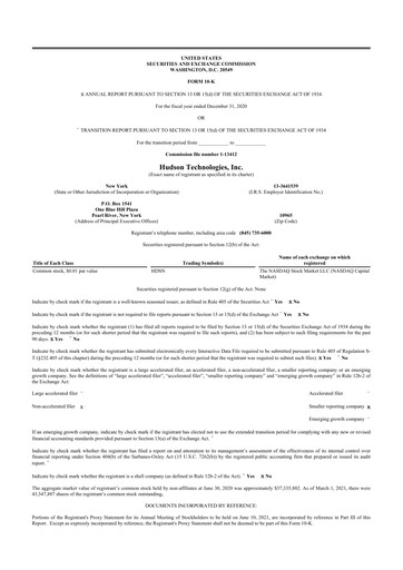 Thumbnail Hudson Technologies 10-K Annual Report 2020