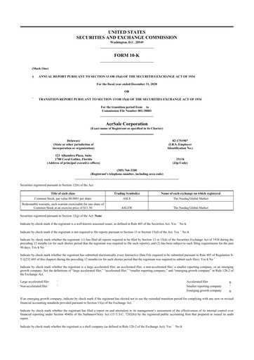 Thumbnail AerSale 10-K Annual Report 2020