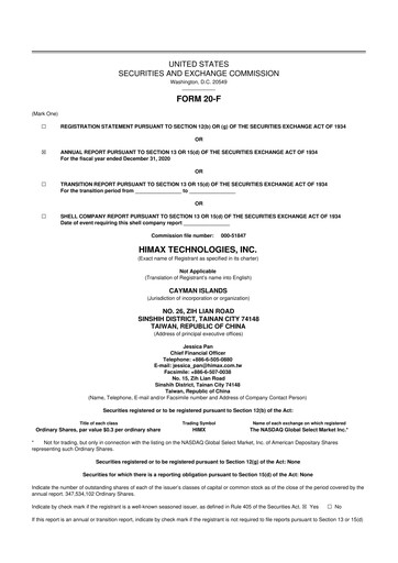 Thumbnail Himax Technologies 20-F Annual Report 2020