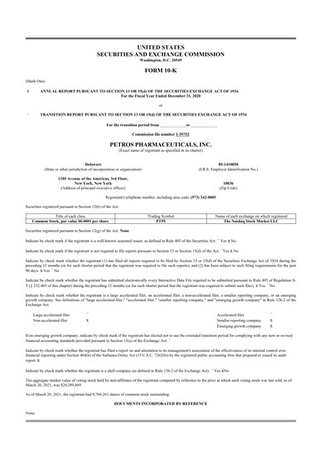 Thumbnail Petros Pharmaceuticals 10-K Annual Report 