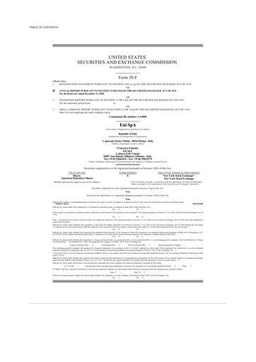 Vorschaubild ENI 20-F Jahresbericht 2020