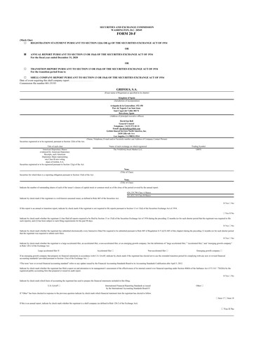 Miniature Grifols 20-F Rapport annuel 2020