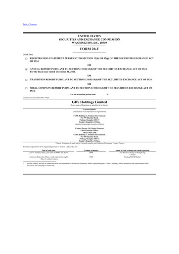 Vorschaubild GDS Holdings 20-F Jahresbericht 2020
