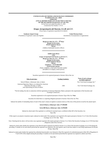 Miniature Grupo Aeroportuario del Sureste
(ASUR) 20-F Rapport annuel 2020