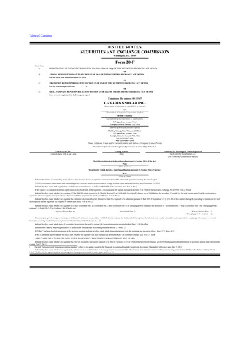 Thumbnail Canadian Solar
 20-F Annual Report 2020