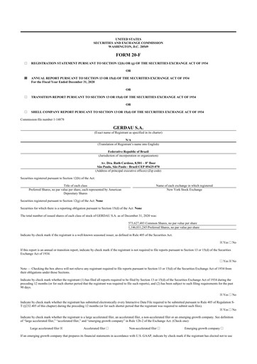 Thumbnail Gerdau 20-F Annual Report 2020