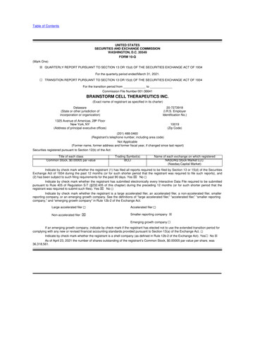 Thumbnail BrainStorm Cell Therapeutics 10-Q Quarterly Report FY2021 