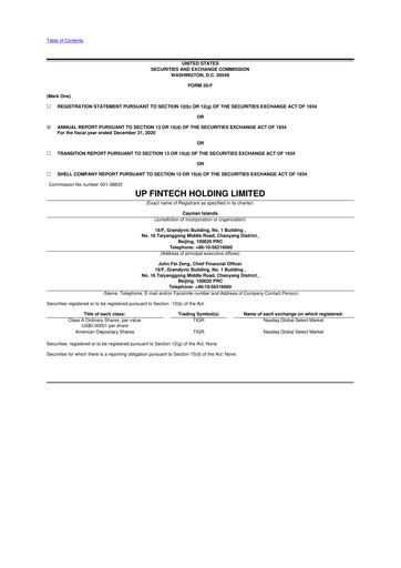 Thumbnail UP Fintech (Tiger Brokers) 20-F Annual Report 2020