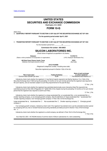 Thumbnail Silicon Labs
 10-Q Quarterly Report FY2021 