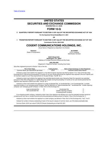 Thumbnail Cogent Communications
 10-Q Quarterly Report FY2021 
