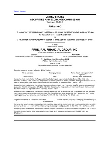 Thumbnail Principal Financial Group 10-Q Quarterly Report FY2021 