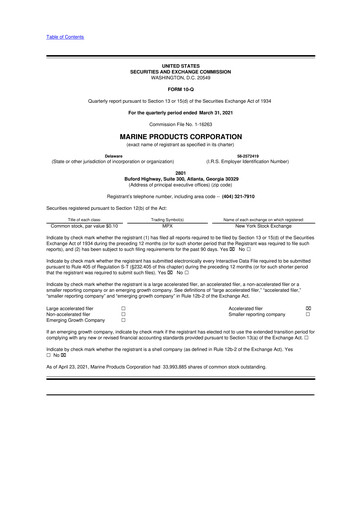 Miniature Marine Products Corporation 10-Q Rapport trimestriel  