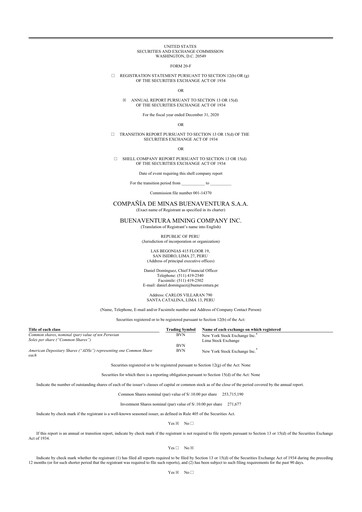 Thumbnail Buenaventura Mining Company  20-F Annual Report 2019