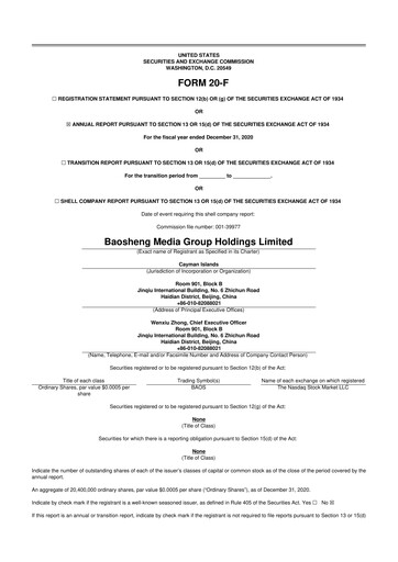 Vorschaubild Baosheng Media Group 20-F Jahresbericht 2020