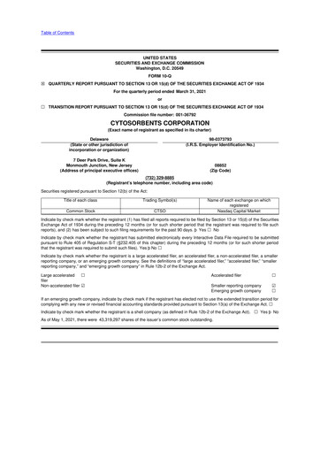 Miniature Cytosorbents 10-Q Rapport trimestriel 2021 