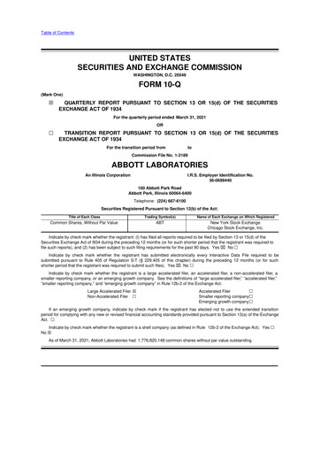 Thumbnail Abbott Laboratories 10-Q Quarterly Report FY2021 