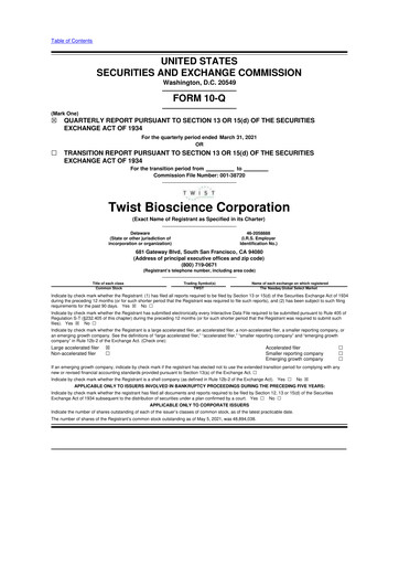 Thumbnail Twist Bioscience
 10-Q Quarterly Report FY2021 