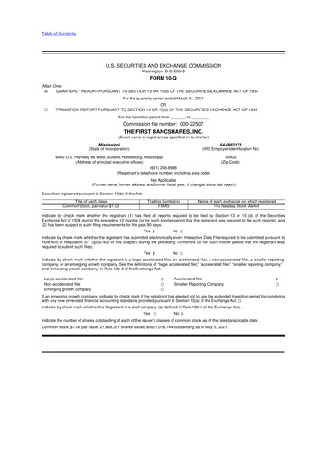 Thumbnail The First Bancshares 10-Q Quarterly Report FY2021 