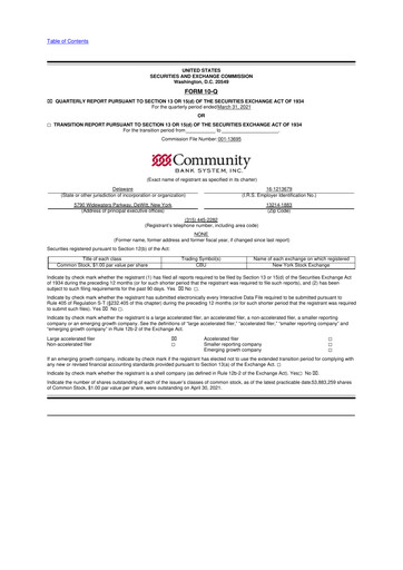 Thumbnail Community Financial System 10-Q Quarterly Report FY2021 
