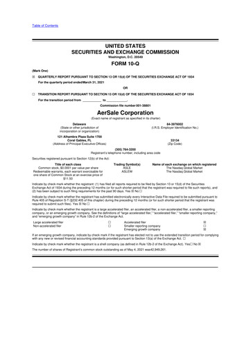 Thumbnail AerSale 10-Q Quarterly Report FY2021 