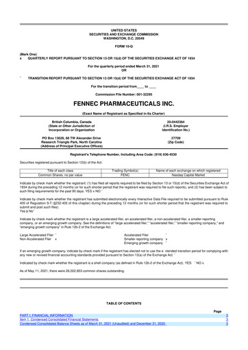 Miniature Fennec Pharmaceuticals 10-Q Rapport trimestriel 2020 