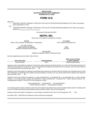 Thumbnail Inotiv 10-Q Quarterly Report FY2021 