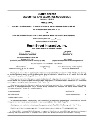 Vorschaubild Rush Street Interactive 10-Q Quartalsbericht 2021 