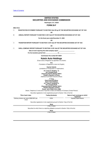 Thumbnail Kaixin Holdings 20-F Annual Report 2020